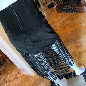 Toby Leather Fringed Skirt